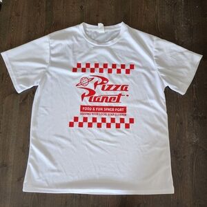 💐2/$25 White Pizza Planet Toy Story White T-Shirt with Red Logo, Size Large